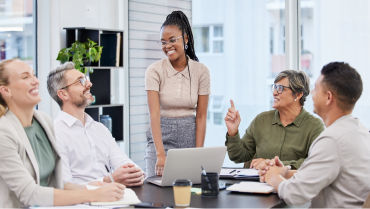 woman conducting a business meeting